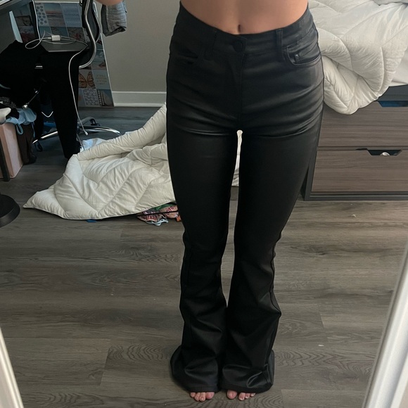 NWT EDIKTED Black Luna Faux Leather Flare Pants! - Picture 4 of 7